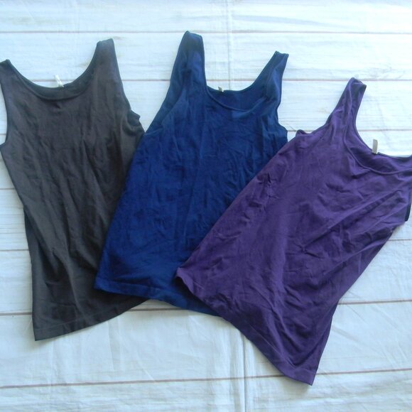 Skinny Tees Seamless Shaper Tank Tops Lot Of 3 One Size BLUE/PURPLE/GRAY DARK - Picture 1 of 3